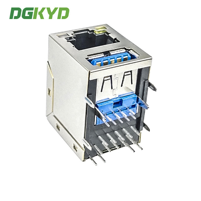 Gigabit Modular Jack RJ45 Stacked Over USB Rj45 Connector 3.0 X1F Cat6 W/ LED 1775855-3