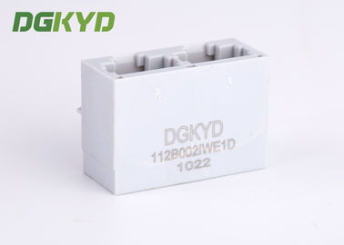 Gray plastic housing dual port rj45 plug connection jack with magnetic transformer