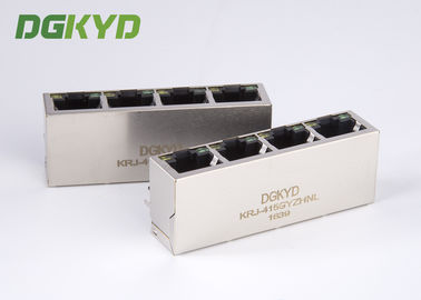 Factory price metal shielded 1x4 cat5 quad port rj45 connector with LED
