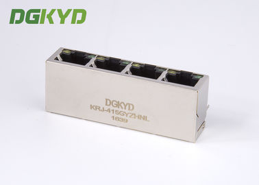 Factory price metal shielded 1x4 cat5 quad port rj45 connector with LED