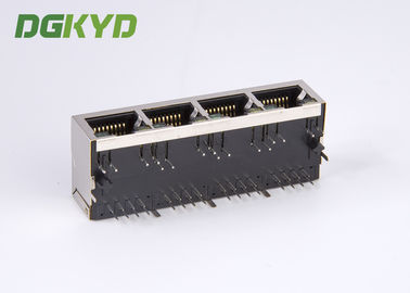 Factory price metal shielded 1x4 cat5 quad port rj45 connector with LED