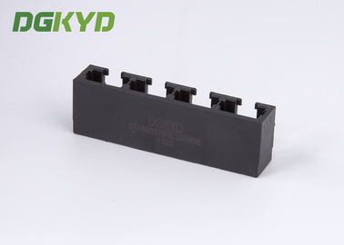 Black plastic housing 1x4 ports right angle RJ45 connector combo modular jack