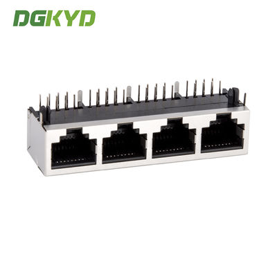 1x4 Right Angle Tab Down Shield RJ45 Connectors Quad Ports Ethernet Switch Sockets KRJ-5621S10P8C14QNL
