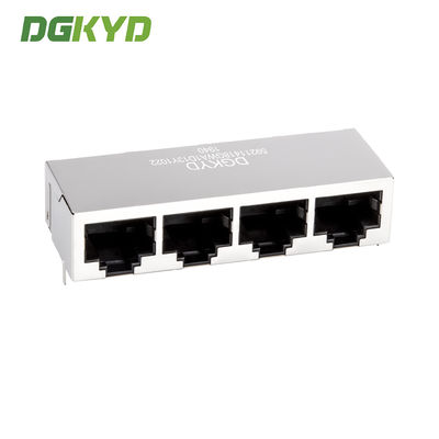 Metal shielded quad port rj45 keystone jack, without LED, RoHS compliant RJ45 horizontal connector with light and shielding interface DGKYD59211418GWA1D13Y1022
