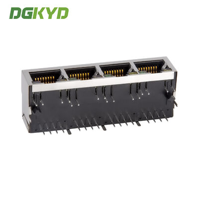 KRJ-415GYZHNL quad cell RJ45 connector 100Mbps integrated filter industrial network port socket