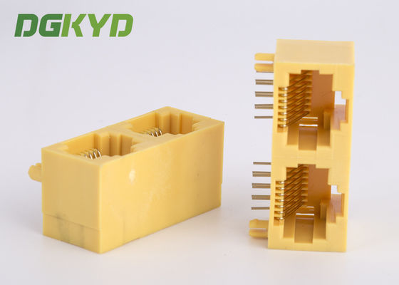 Krj-56S1X2WDWKNL δευτερεύουσα κίτρινη πλαστική κατοικία 2 δίκτυο Jack εισόδων λιμένων RJ45