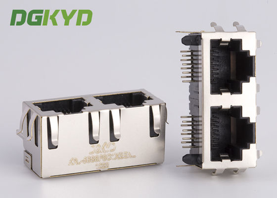 KRJ - το μέταλλο 56S8P8C1X2ENL προστάτευσε 2 το λιμένα Rj45 ο θηλυκός Jack καμία ετικέττα LEDS επάνω