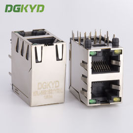 Διπλή γέφυρα 2 μορφωματικοί γρύλοι Ethernet συνδετήρων δοχείων λιμένων RJ45 με τις οδηγήσεις Y/G