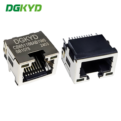 RJ45 Σύνδεσμος SMD Σύνδεσμος πτωμάτων 8.5 Με φωτεινό 8P8C τύπου patch DGKYDCB851188AB1W6SB1075