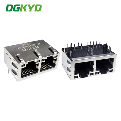 Σύνδεσμος θύρας RJ45 Ethernet 8P8C με προστατευτική ζώνη φωτός διπλής θύρας οριζόντιας πρίζας DGKYD212B016FD2A4D