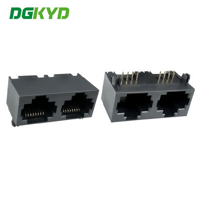Δίκτυο RJ45 θηλυκή πρίζα πλήρης πλαστικής σύνδεσης δικτυακής θύρας 8P8C διπλής θύρας DGKYD561288IWA1DY1