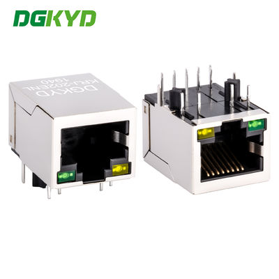 Θωρακισμένος μεταλλικός σύνδεσμος Ethernet Cat6a Female RJ45 με μετασχηματιστή, LED G/Y KRJ-202ENL