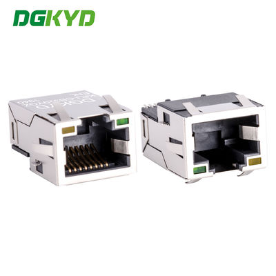 Συνδετήρας Ethernet RJ45 μονής θύρας, με γείωση προς τα πάνω, επιχρυσωμένος, SMD, Cat6, εξαιρετικά χαμηλού προφίλ