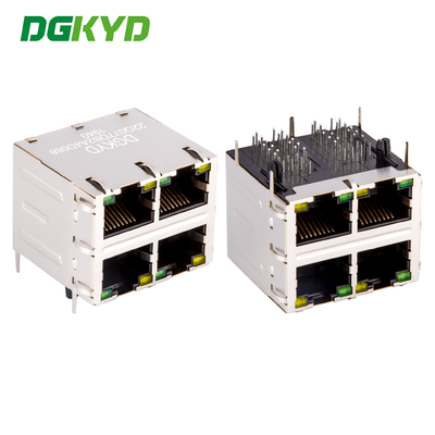 Θωράκιση 2X2 Double Deck 4 θυρών 1000M Cat6 RJ45 Modular Jack με φίλτρο Ethernet DGKYD22Q077DB2A4D068