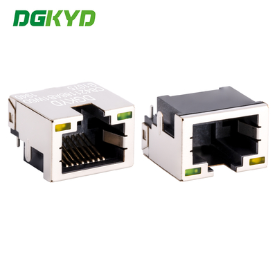 Μεταλλικό θωρακισμένο Dip Low Profile Rj45 Jack SMT RJ45 συνδετήρας βυθισμένης πλακέτας 4.2 DIP με θωράκιση και φως DGKYDCB421188AB1W6DB1075
