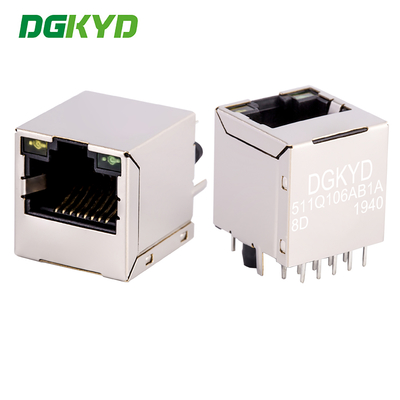 Κάθετος σύνδεσμος Ethernet 180 μοιρών RJ45 Gigabit με ενσωματωμένο φίλτρο DGKYD511Q106AB1A8D