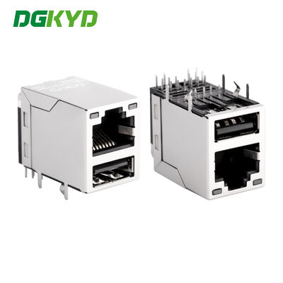 Συνδετήρας Gigabit RJ45 Υποδοχή RJ45+USB2.0 με LED Χωρίς Ελατήριο KRJ-008QGYGWUSBNL