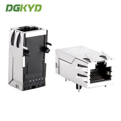 Προσαρμοσμένη 1000M 33,0mm Single Port 6 Pin Rj45 Connector with Transformer / Led KRJ-3302NL