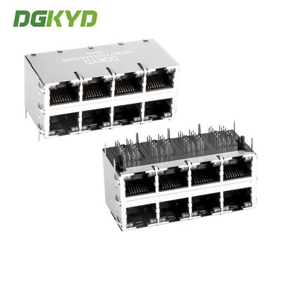 Προσαρμοσμένη διπλή θήκη 2x4 RJ45 σύνδεσμος με ταχύτητα Cat6 και πλευρική τοποθέτηση