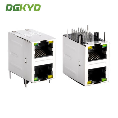 100 Base-T Stacked 2 Port RJ45 Jack Module με μαγνητικό φίλτρο Ethernet δεξιάς γωνίας