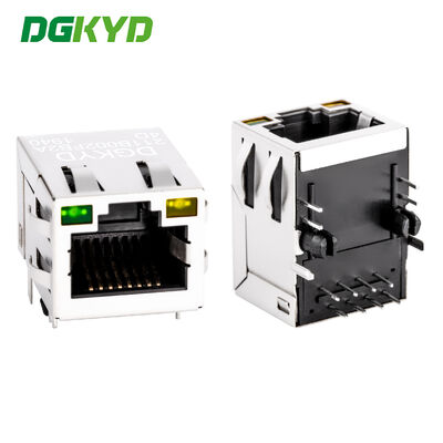 RJ45 Modular Jack με Χρυσή Επιχρίστωση 6u Single Port και LED για εφαρμογές PCB
