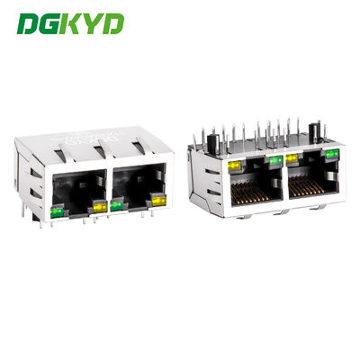 Συνδέτης Ethernet RJ45 Ενσωματωμένος μετασχηματιστής Gigabit με LED και μεταλλική ασπίδα DGKYD112Q066DA2A1D