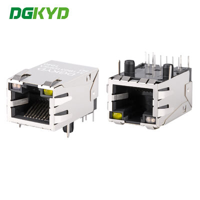 Σύνδεσμος PA66 RJ45 25.8mm Υποδοχή RJ45 με Επιχρυσωμένη Θωράκιση 6U PCB Σύνδεσμος Ethernet
