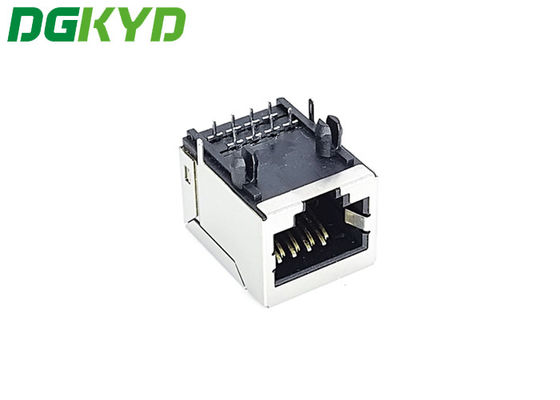 PA66 τα μαύρα PCB ΕΜΒΎΘΙΣΗΣ συνδετήρων Ethernet Rj45 τοποθετούν χωρίς λαμπτήρα επίπεδο 8PIN